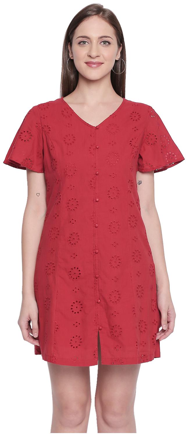 

Honey By Pantaloons Brown Self design A-line dress