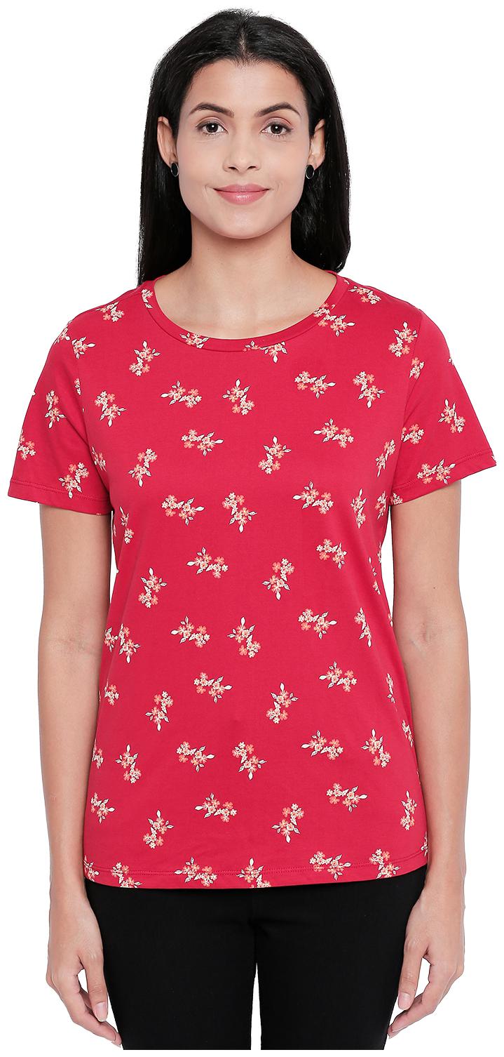 

Honey By Pantaloons Women Red Regular fit Round neck Cotton T shirt