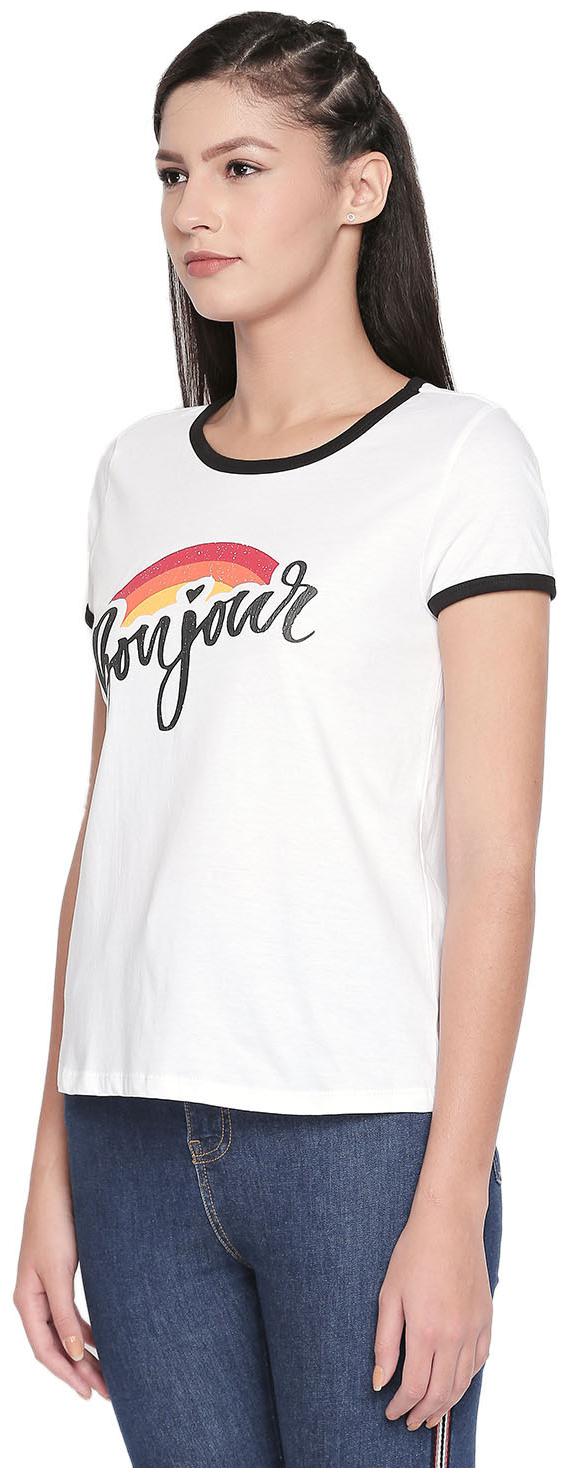

Honey By Pantaloons Women White Regular fit Round neck Cotton T shirt