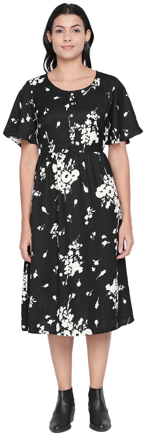 

Honey By Pantaloons Black Printed A-line dress