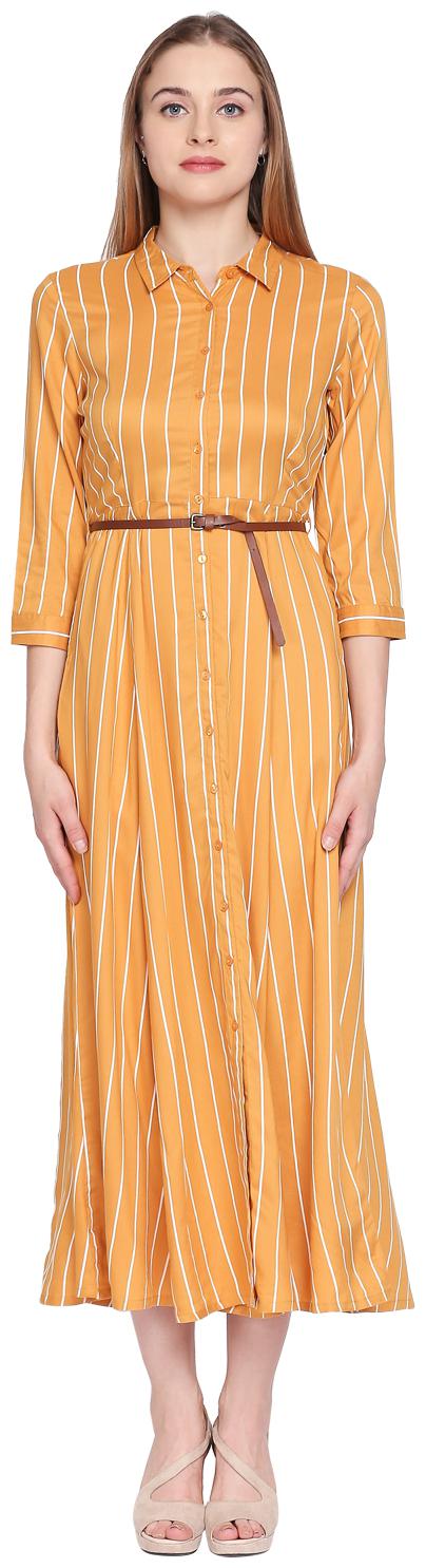 

Honey By Pantaloons Mustard Striped Maxi dress