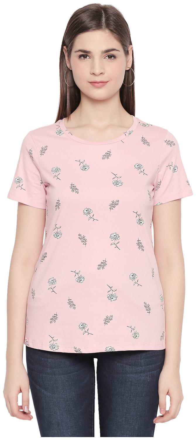 

Honey By Pantaloons Women Pink Regular fit Round neck Cotton T shirt