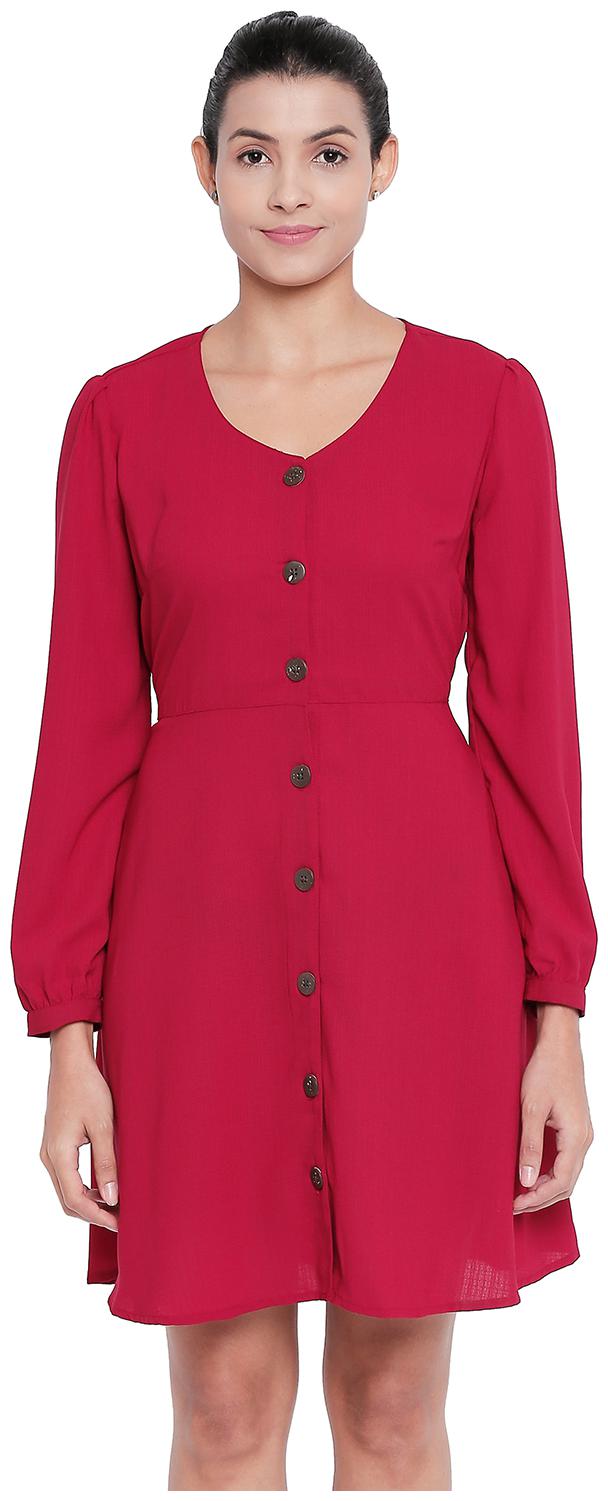 

Honey By Pantaloons Purple Solid A-line dress