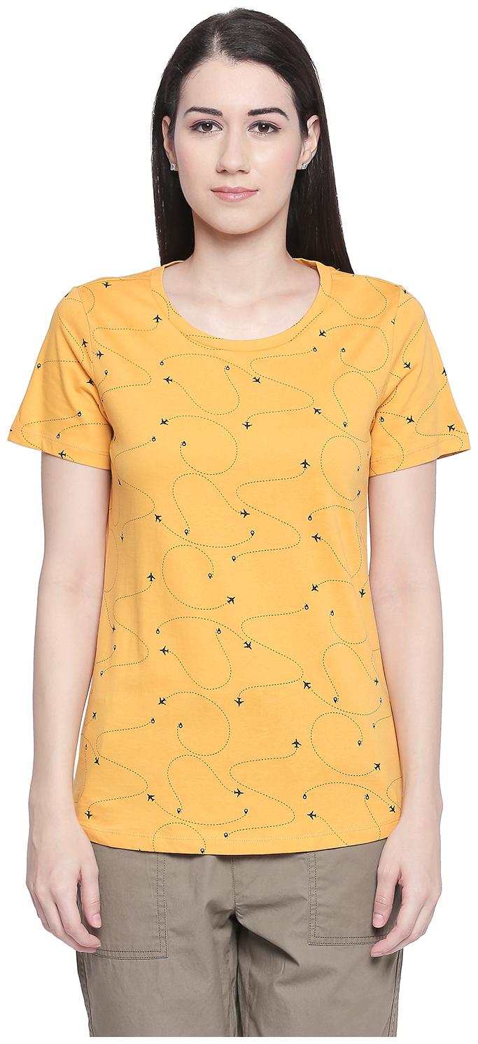 

Honey By Pantaloons Women Yellow Regular fit Round neck Cotton T shirt