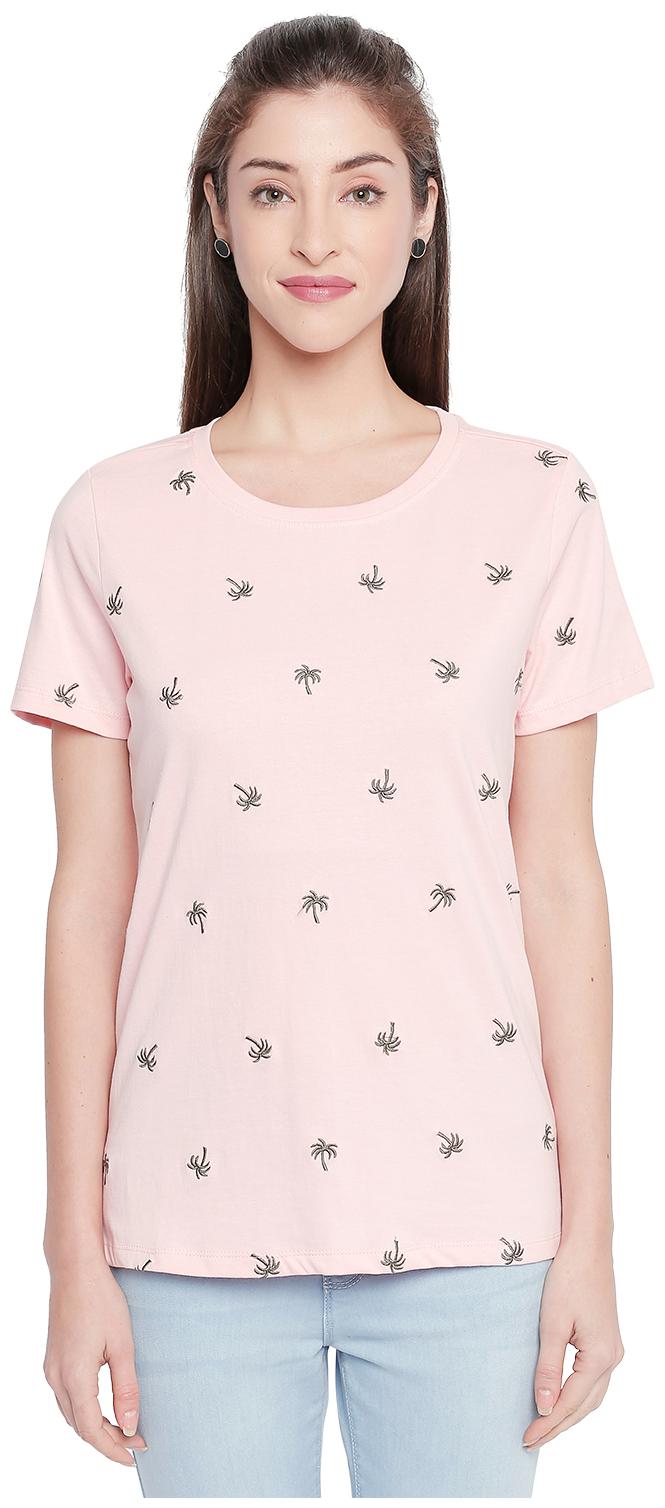 

Honey By Pantaloons Women Pink Regular fit Round neck Cotton T shirt