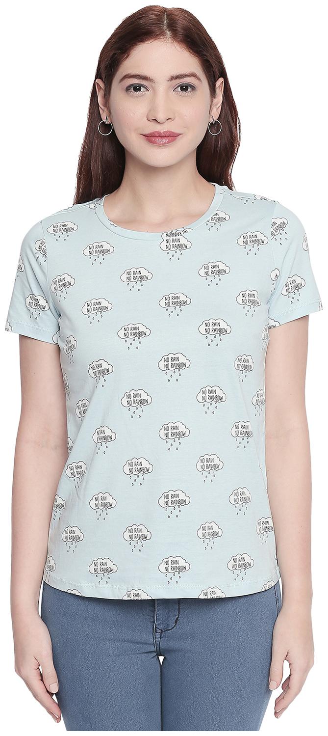 

Honey By Pantaloons Women Blue Regular fit Round neck Cotton T shirt