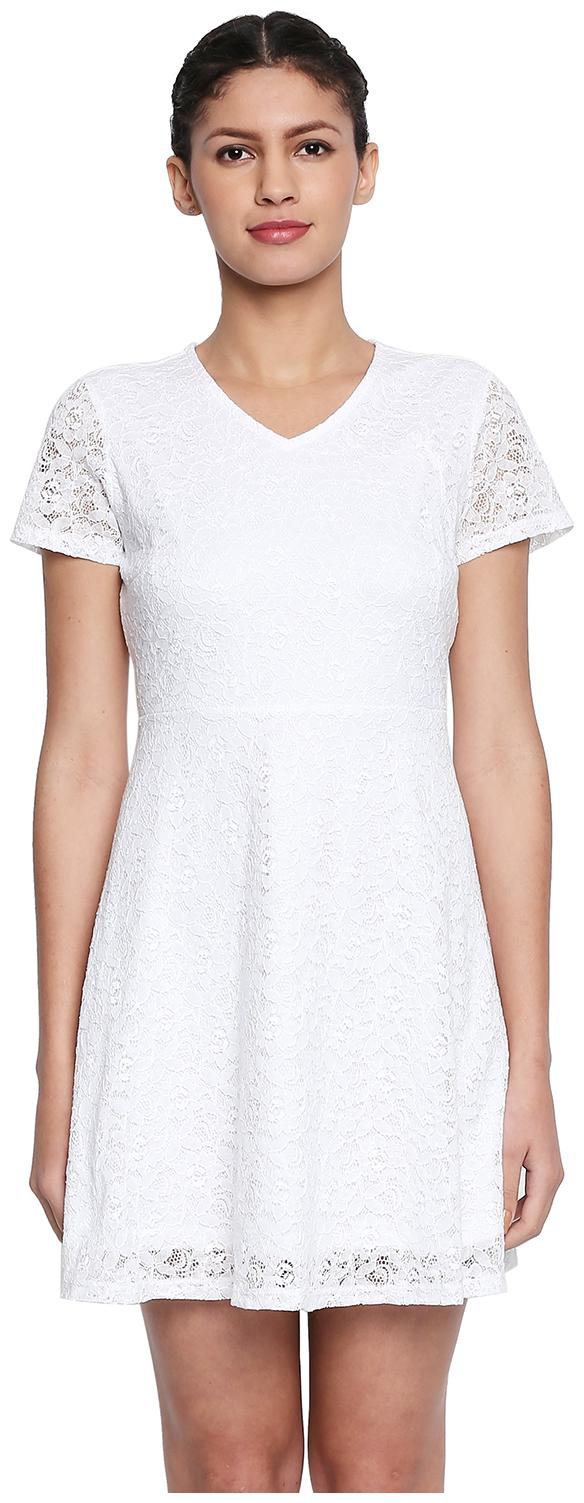 

Honey By Pantaloons White Self design A-line dress