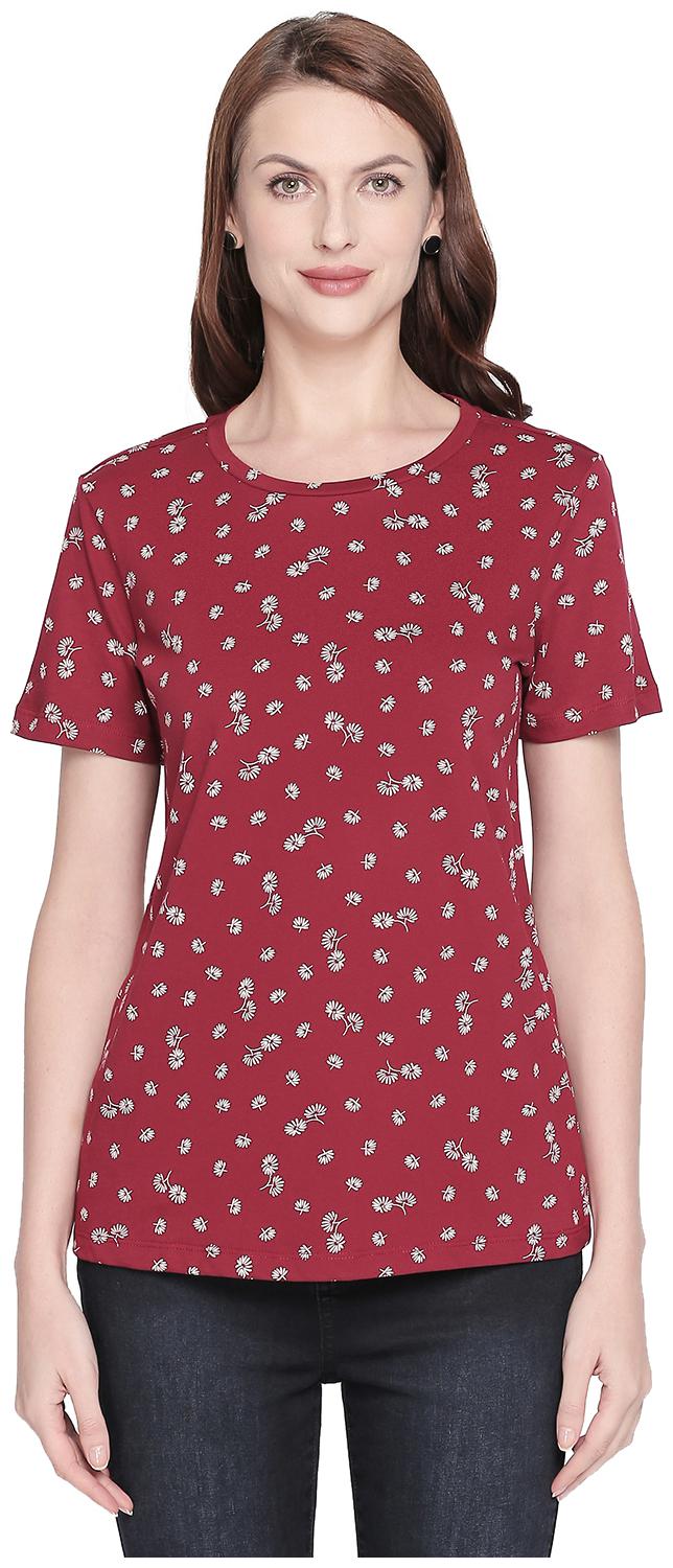 

Honey By Pantaloons Women Red Regular fit Round neck Cotton T shirt