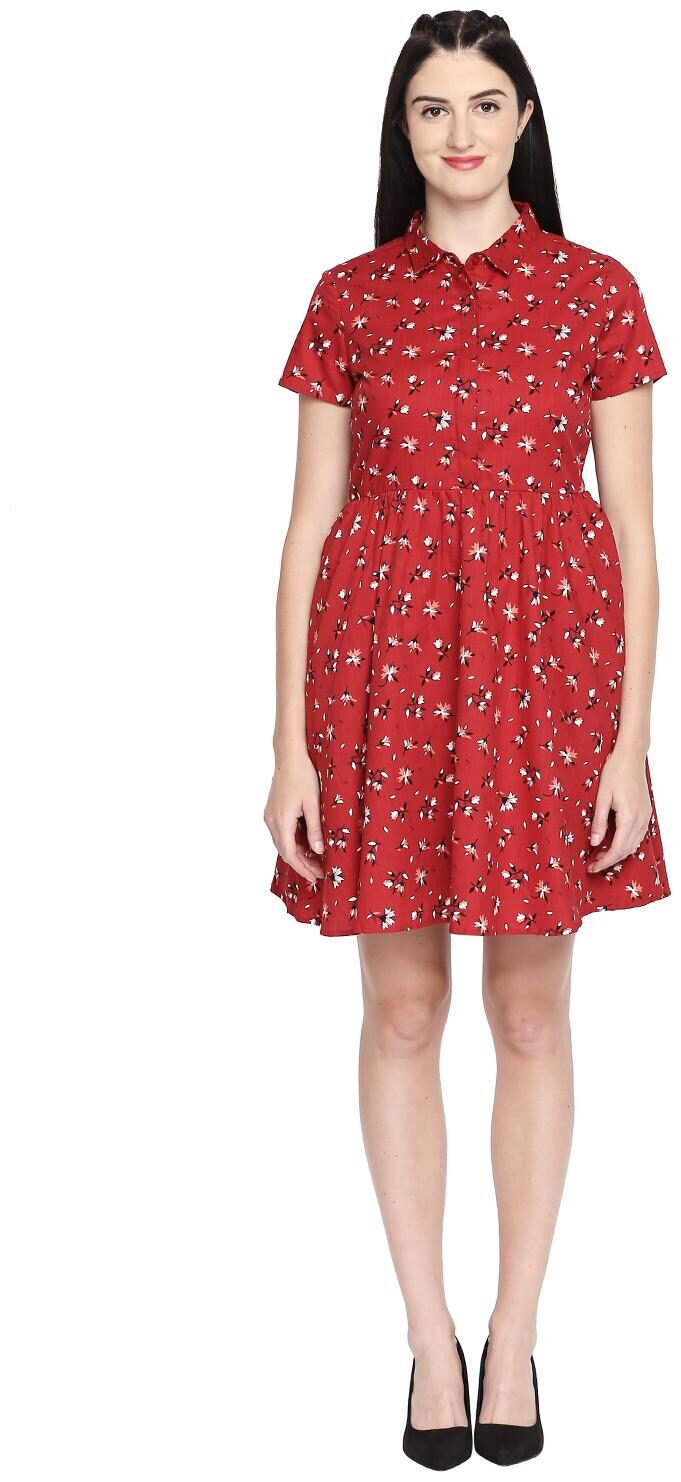 

Honey By Pantaloons Red Printed Fit flare dress