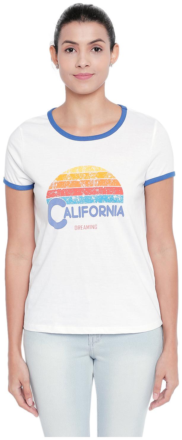 

Honey By Pantaloons Women White Regular fit Round neck Cotton T shirt