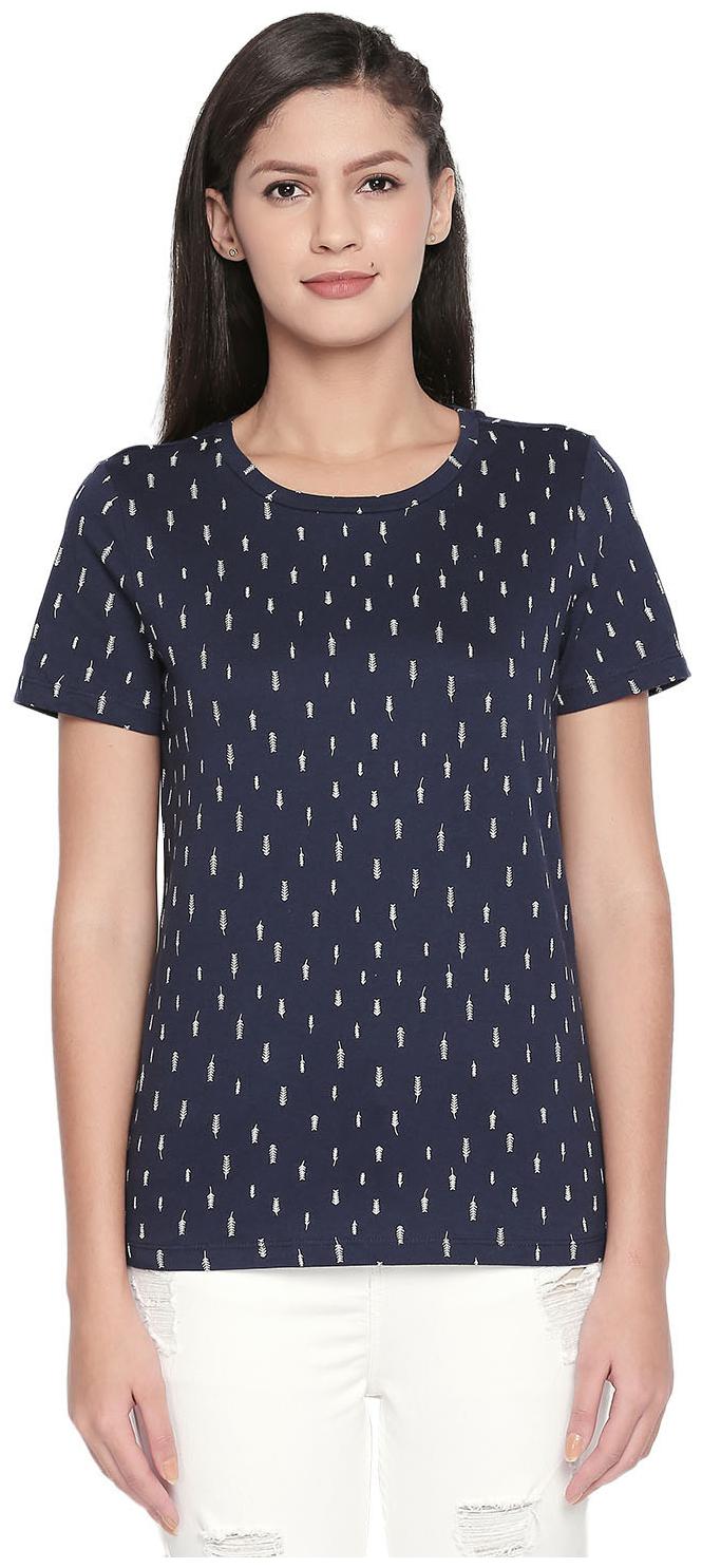 

Honey By Pantaloons Women Blue Regular fit Round neck Cotton T shirt