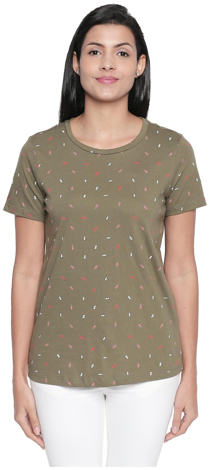 

Honey By Pantaloons Women Green Regular fit Round neck Cotton T shirt