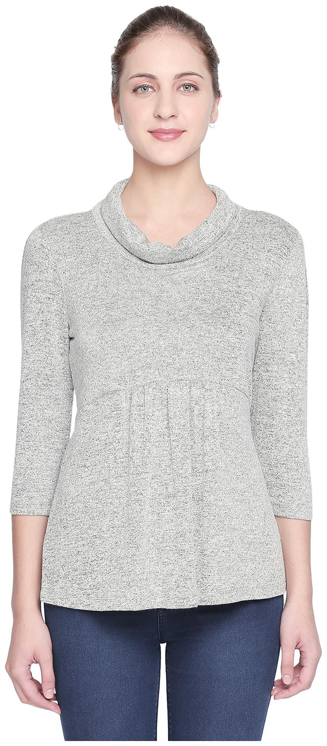 

Honey By Pantaloons Women Grey Regular fit Round neck Cotton T shirt