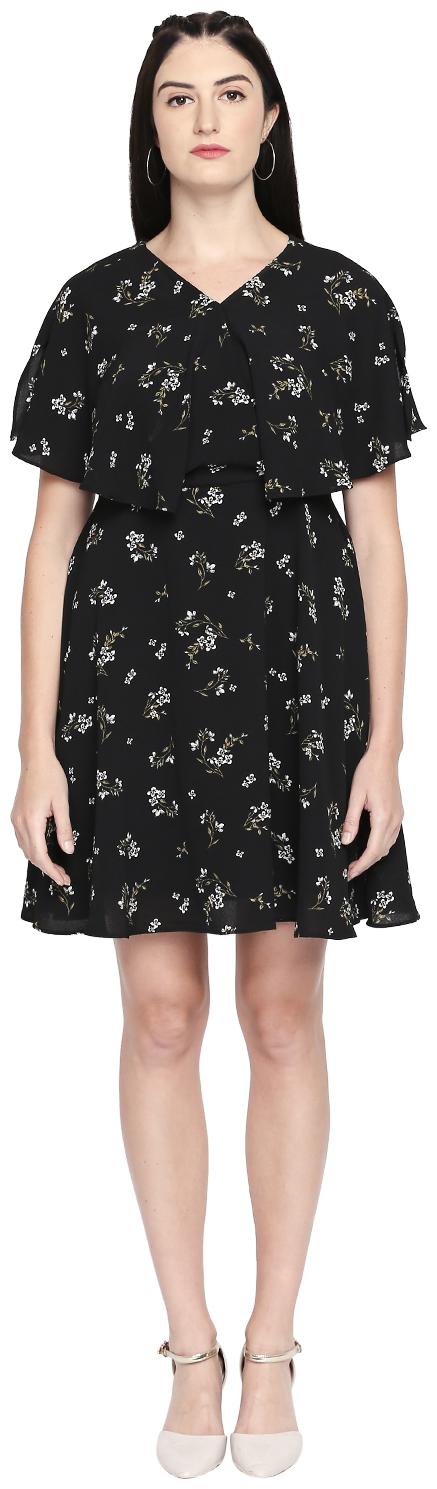 

Honey By Pantaloons Black Printed Fit flare dress