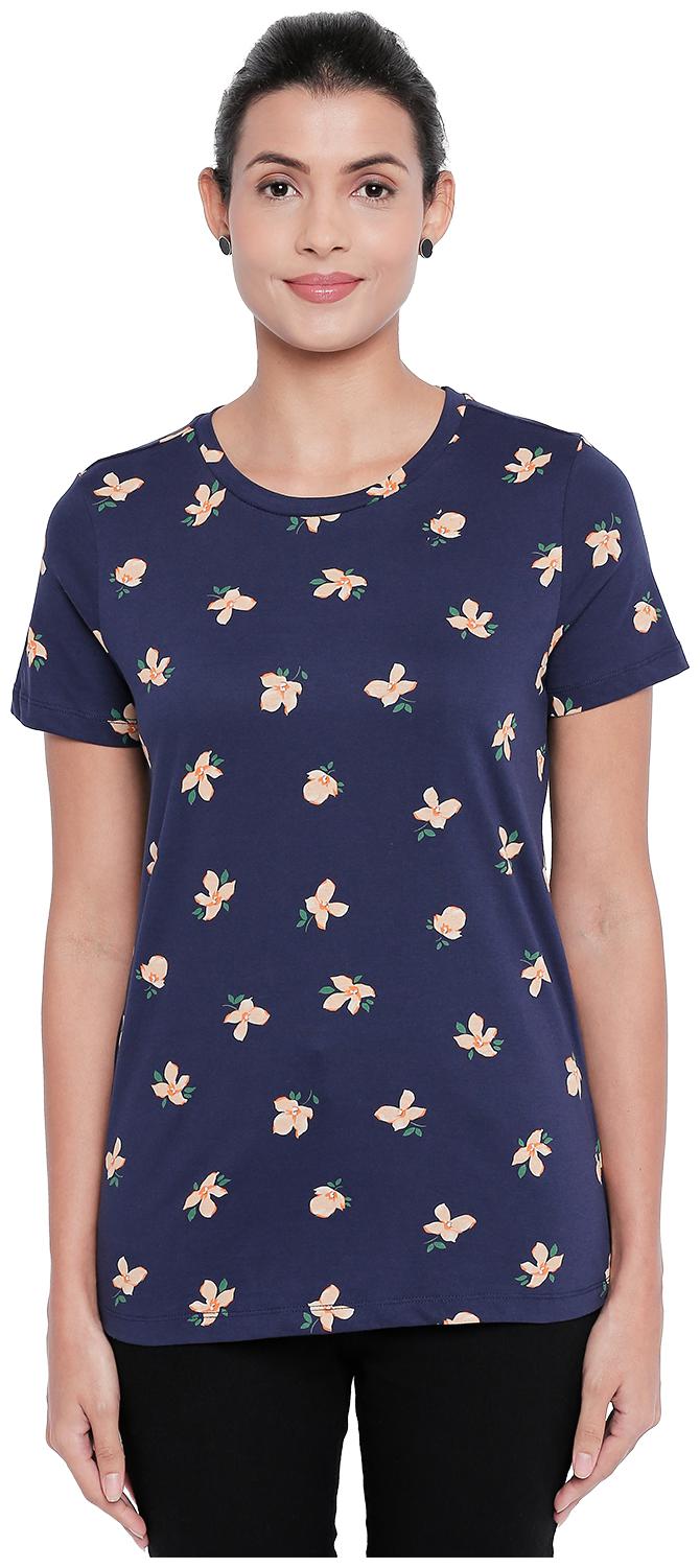 

Honey By Pantaloons Women Blue Regular fit Round neck Cotton T shirt