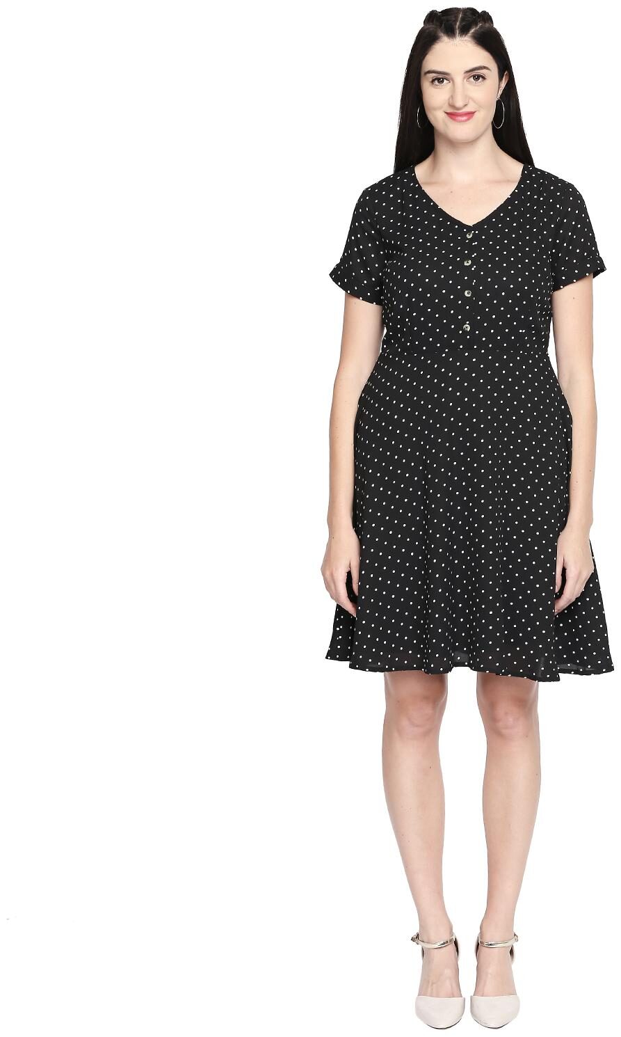 

Honey By Pantaloons Black Printed Fit flare dress