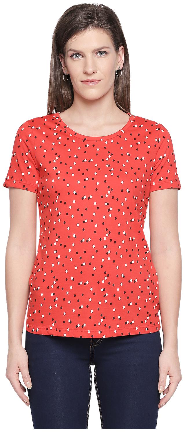 

Honey By Pantaloons Women Red Regular fit Round neck Cotton T shirt