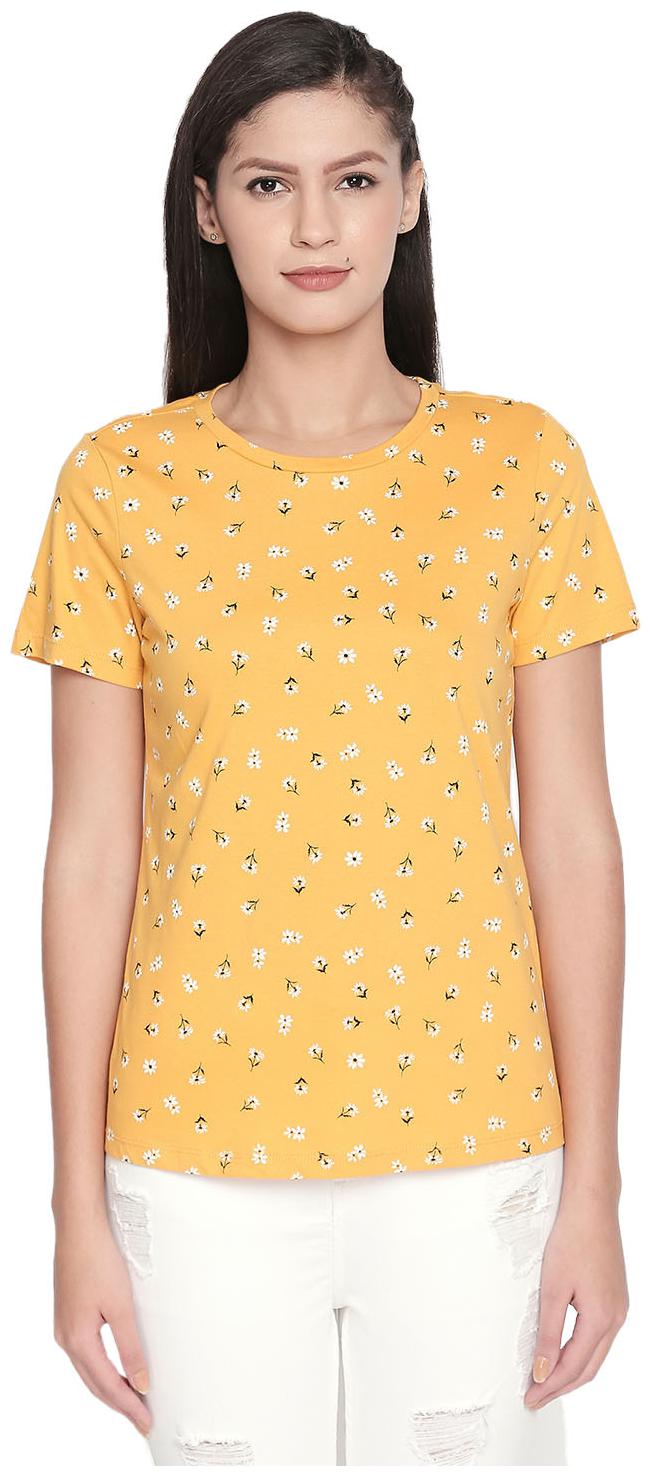 

Honey By Pantaloons Women Mustard Regular fit Round neck Cotton T shirt