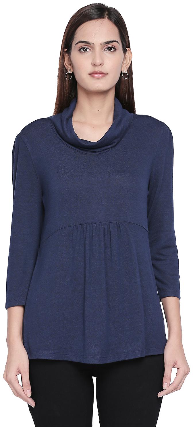 

Honey By Pantaloons Cotton Casual Women Regular Tunic Blue