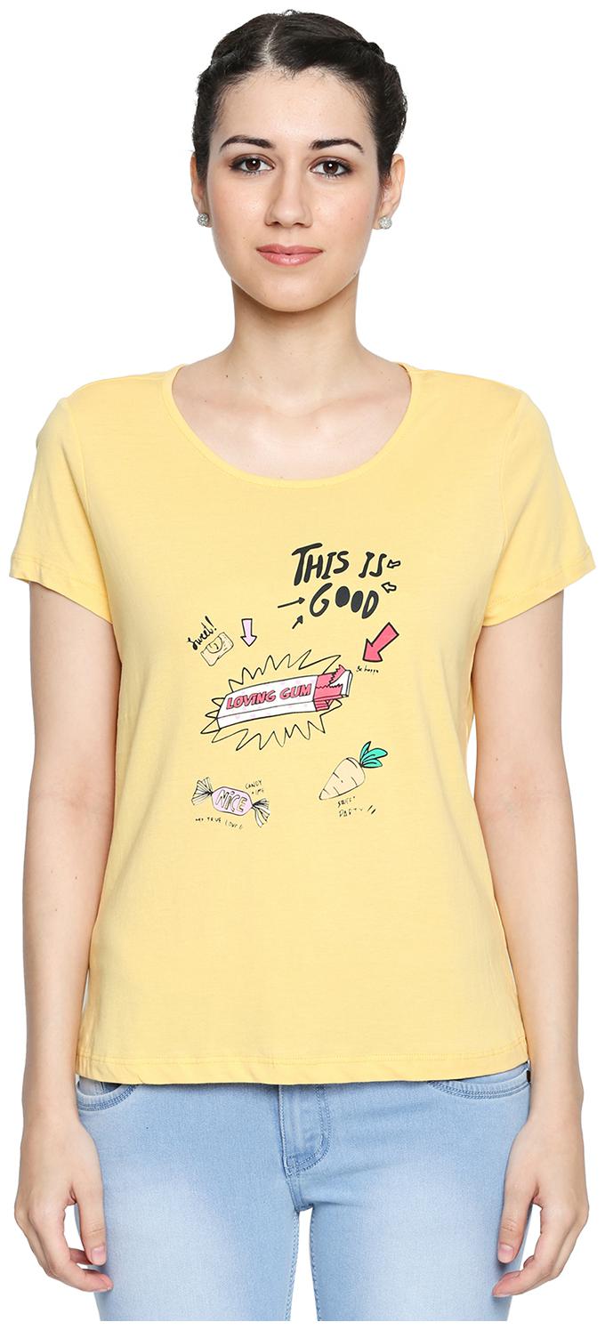 

Honey By Pantaloons Women Yellow Regular fit Round neck Cotton T shirt
