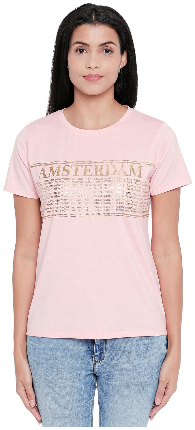 

Honey By Pantaloons Women Pink Regular fit Round neck Cotton T shirt