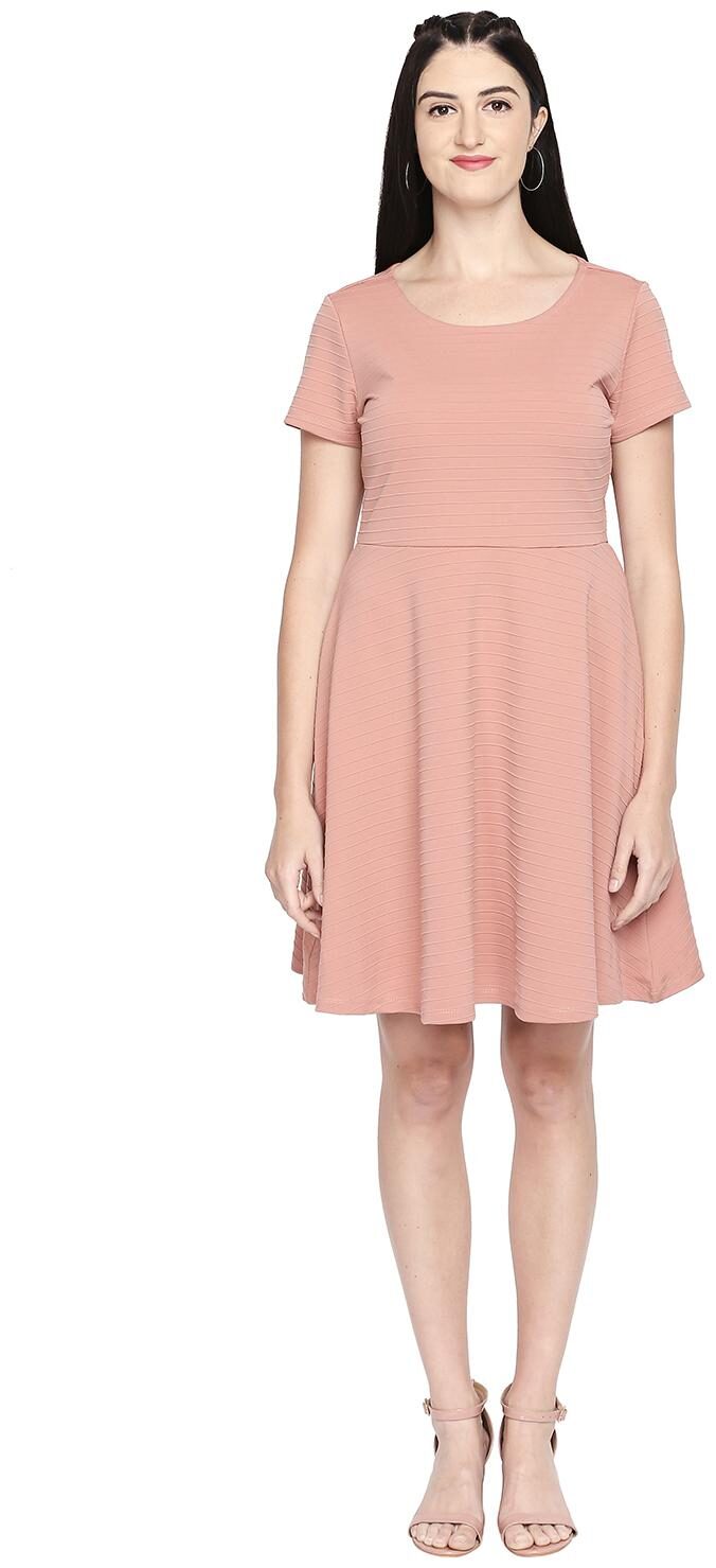 

Honey By Pantaloons Pink Striped Fit flare dress