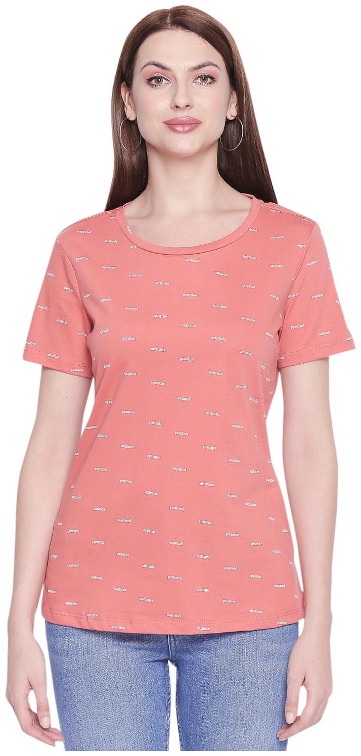

Honey By Pantaloons Women Peach Regular fit Round neck Cotton T shirt