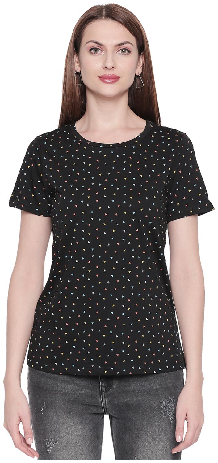 

Honey By Pantaloons Women Black Regular fit Round neck Cotton T shirt