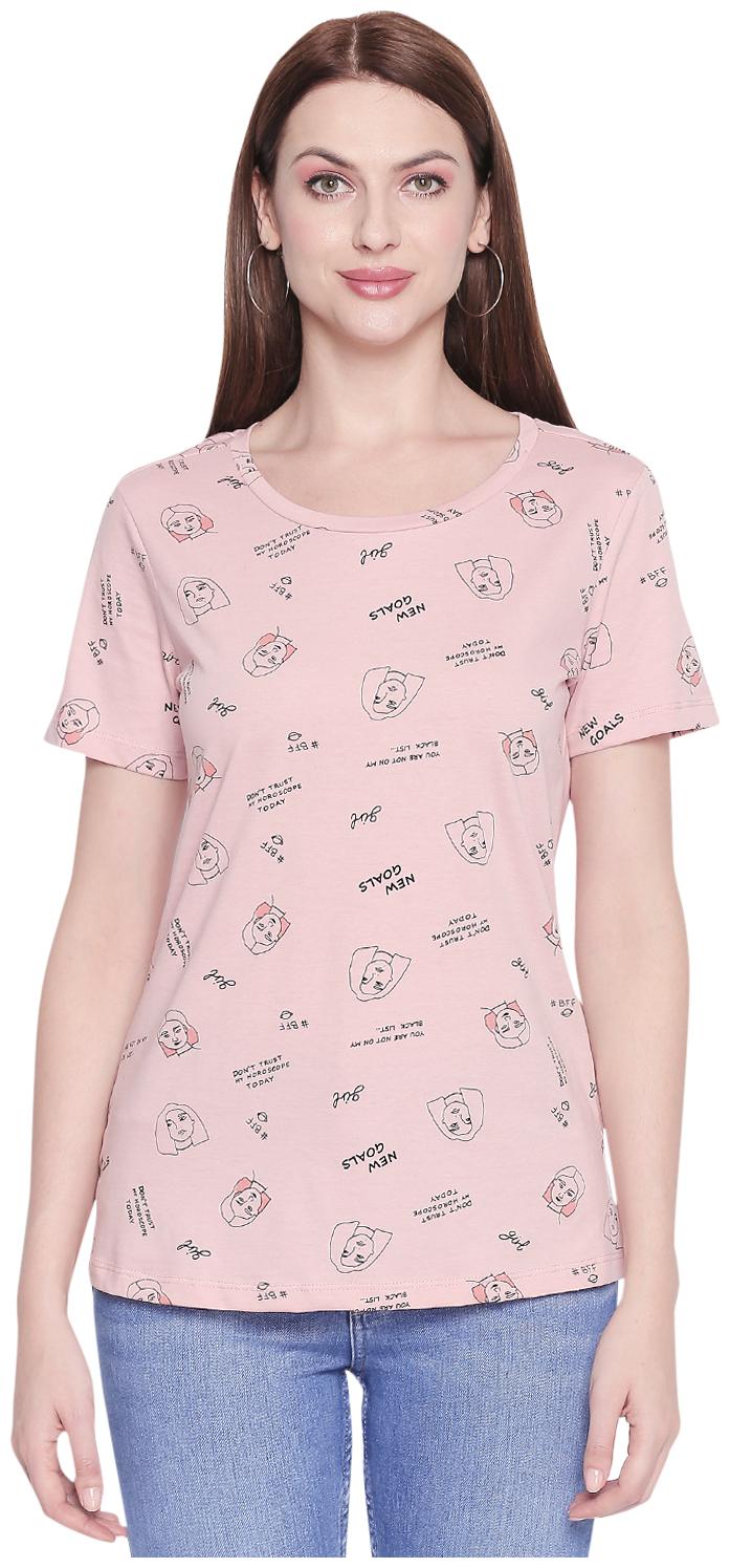 

Honey By Pantaloons Women Pink Regular fit Round neck Cotton T shirt