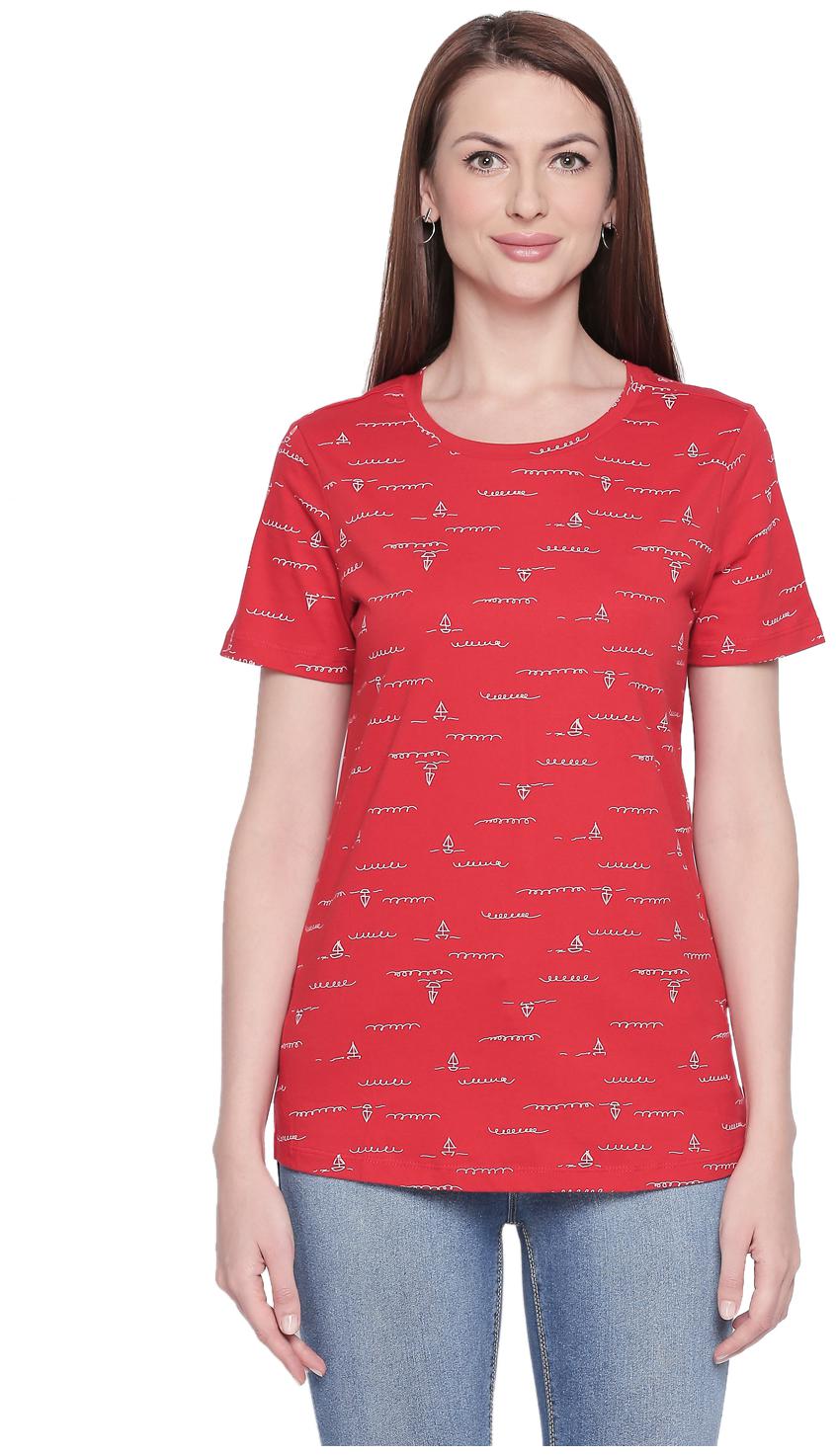 

Honey By Pantaloons Women Red Regular fit Round neck Cotton T shirt