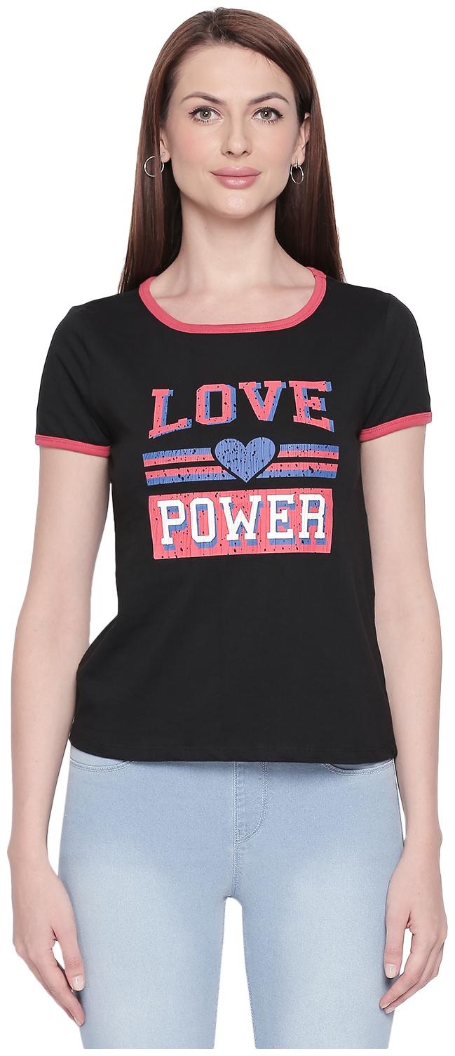 

Honey By Pantaloons Women Black Regular fit Round neck Cotton T shirt