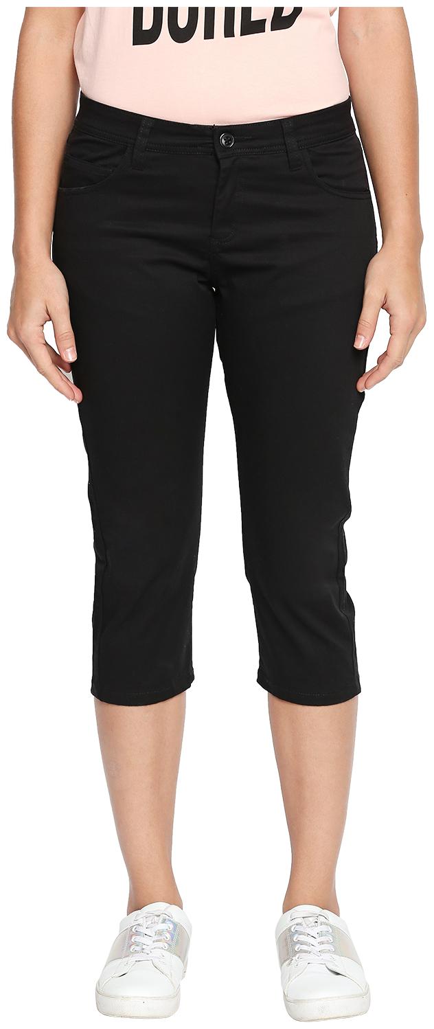 

Honey By Pantaloons Women Solid Regular capri - Black