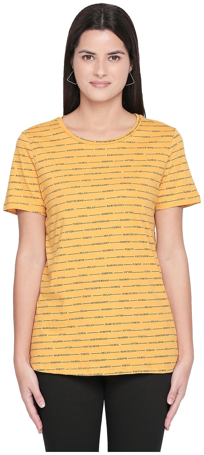 

Honey By Pantaloons Women Yellow Regular fit Round neck Cotton T shirt