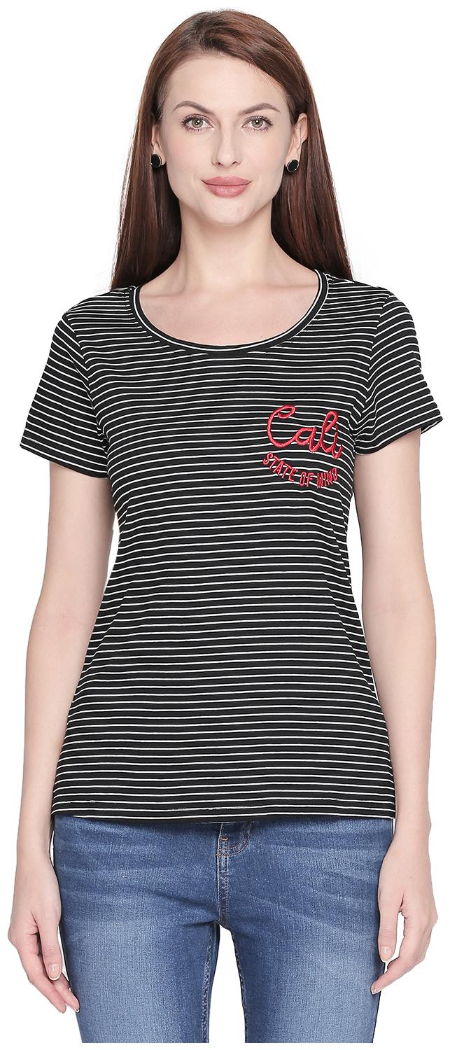 

Honey By Pantaloons Women Black Regular fit Round neck Cotton T shirt