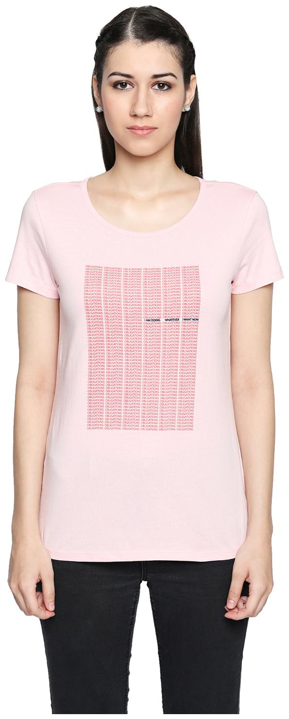 

Honey By Pantaloons Women Pink Regular fit Round neck Cotton T shirt