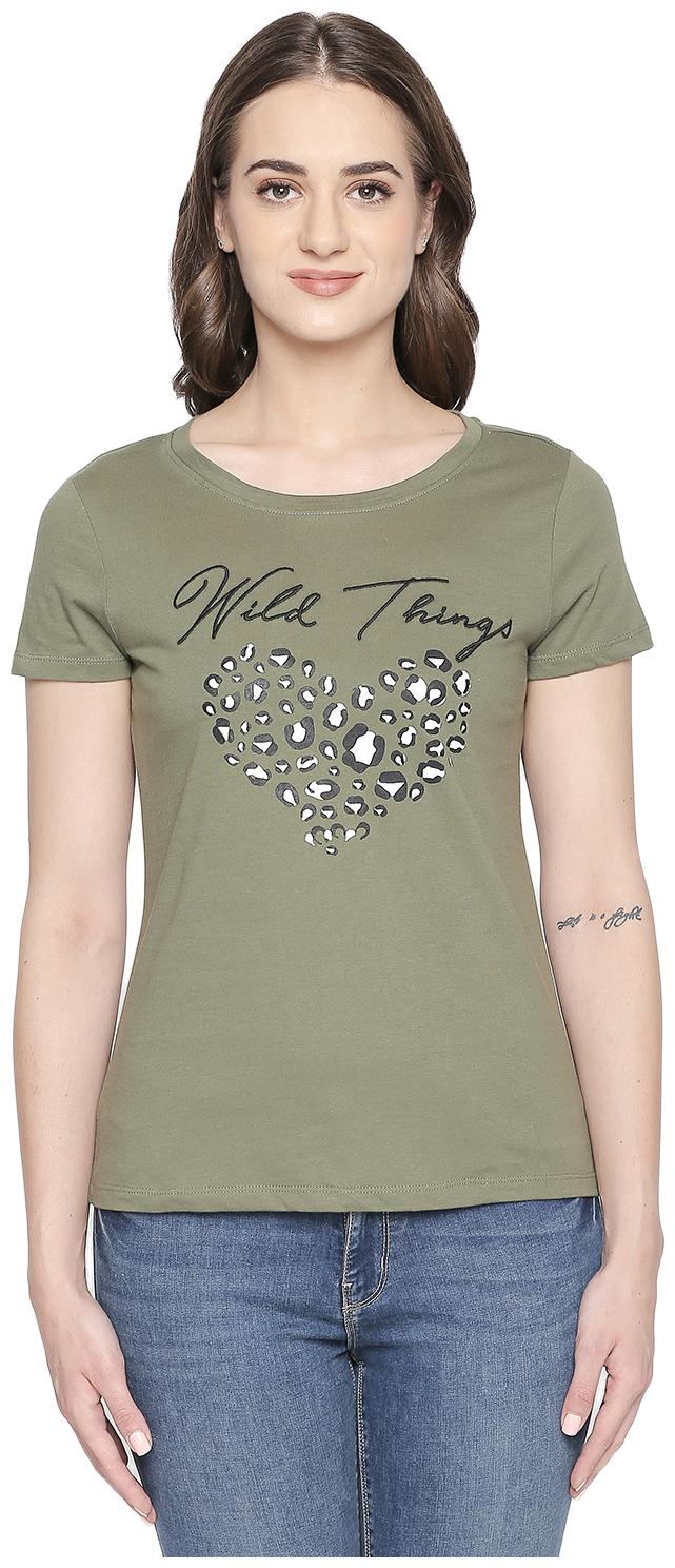 

Honey By Pantaloons Women Green Regular fit Round neck Cotton T shirt