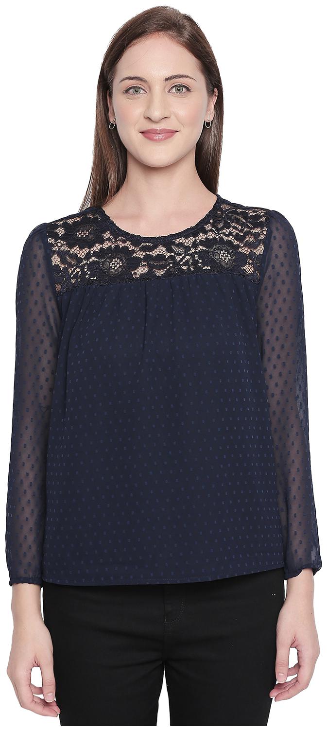 

Honey By Pantaloons Women Embroidered Regular top - Blue