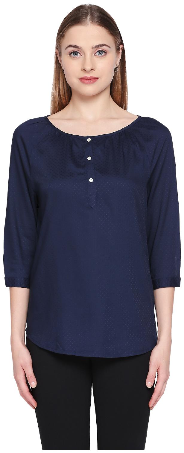 

Honey By Pantaloons Women Solid Regular top - Blue
