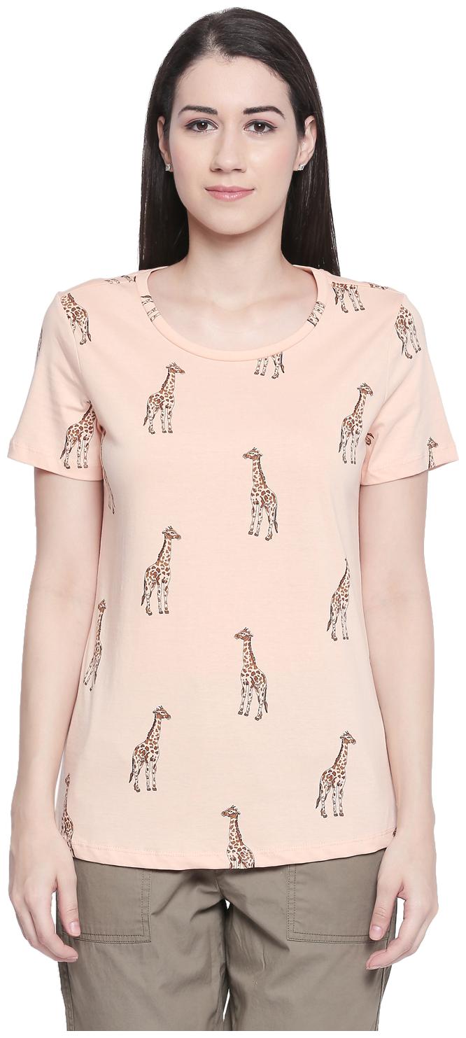 

Honey By Pantaloons Women Beige Regular fit Round neck Cotton T shirt