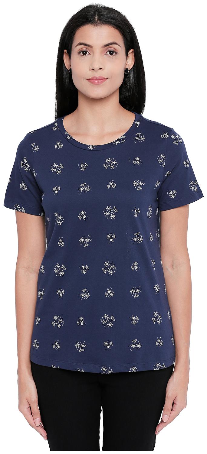 

Honey By Pantaloons Women Blue Regular fit Round neck Cotton T shirt
