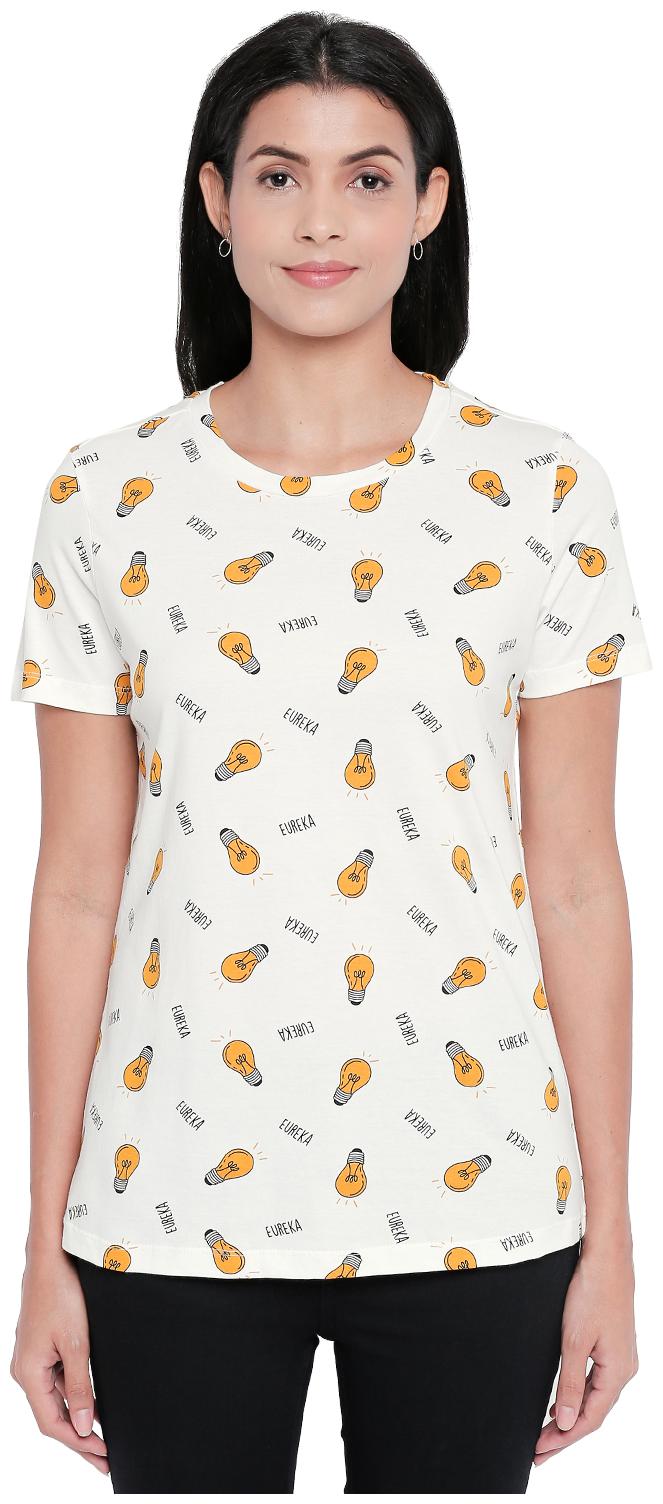 

Honey By Pantaloons Women White Regular fit Round neck Cotton T shirt