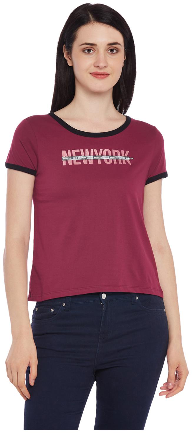 

Honey By Pantaloons Women Purple Regular fit Round neck Cotton T shirt