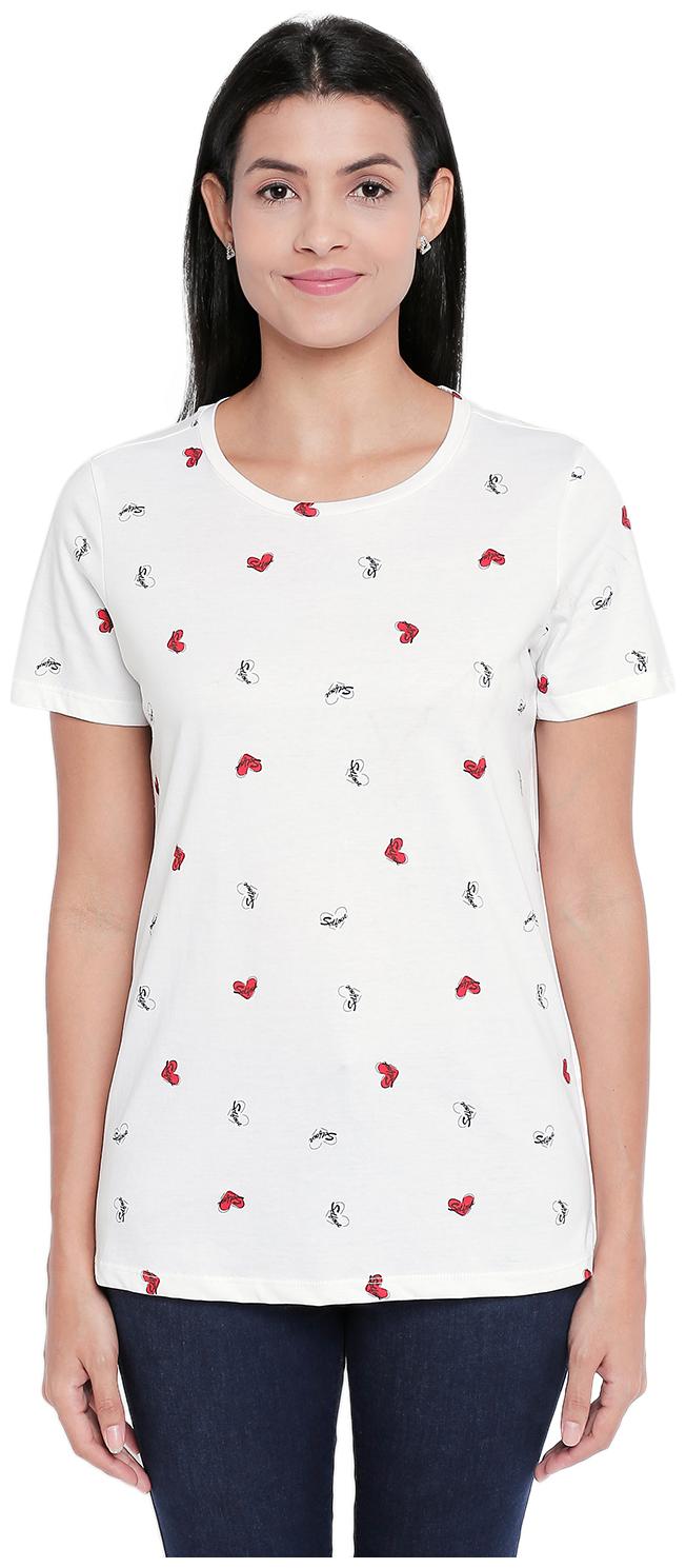 

Honey By Pantaloons Women White Regular fit Round neck Cotton T shirt