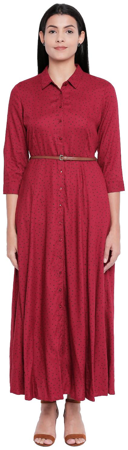

Honey By Pantaloons Maroon Polka dots Maxi dress