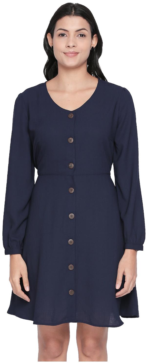 

Honey By Pantaloons Blue Solid A-line dress