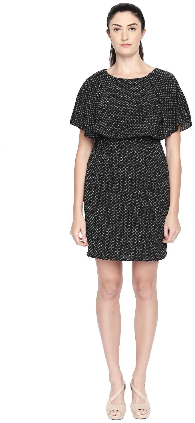 

Honey By Pantaloons Black Printed A-line dress