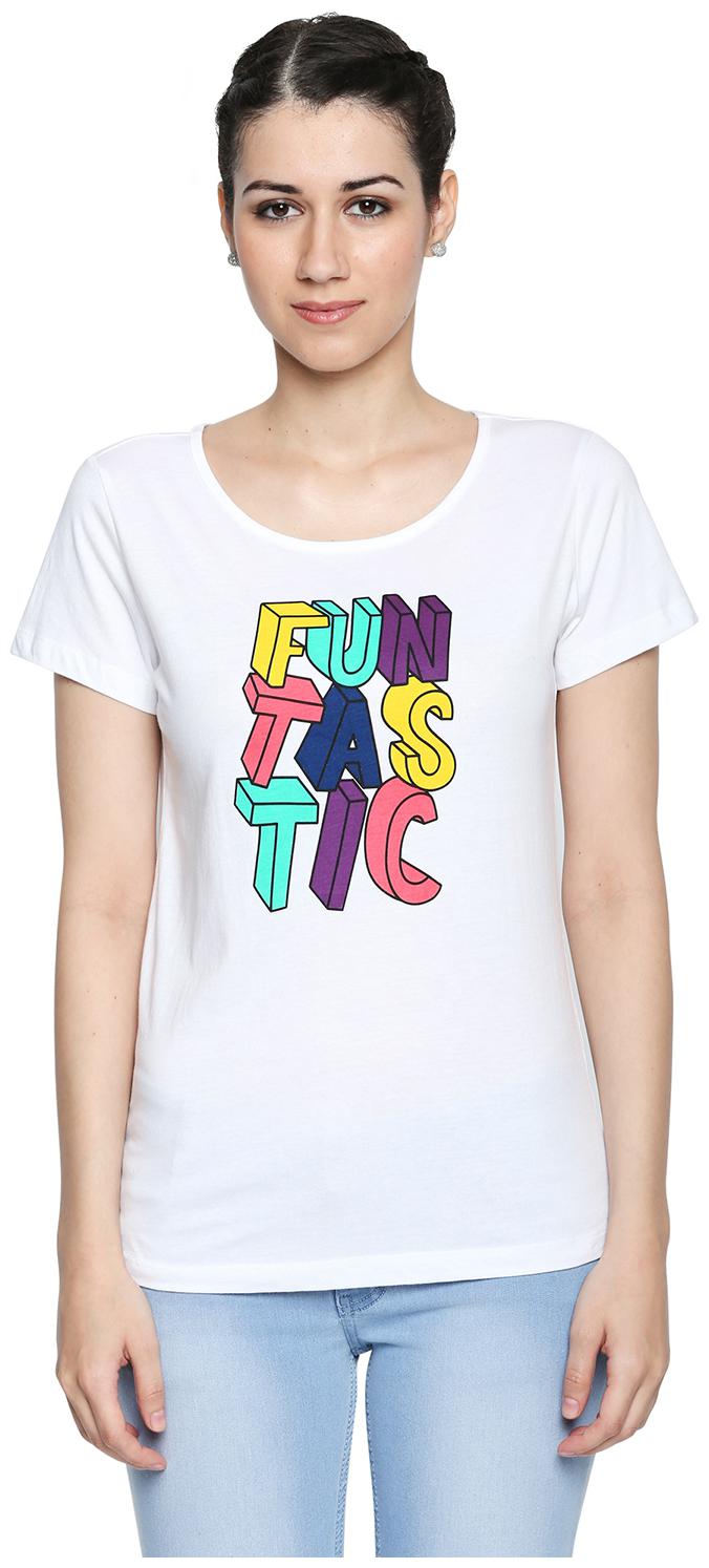 

Honey By Pantaloons Women White Regular fit Round neck Cotton T shirt