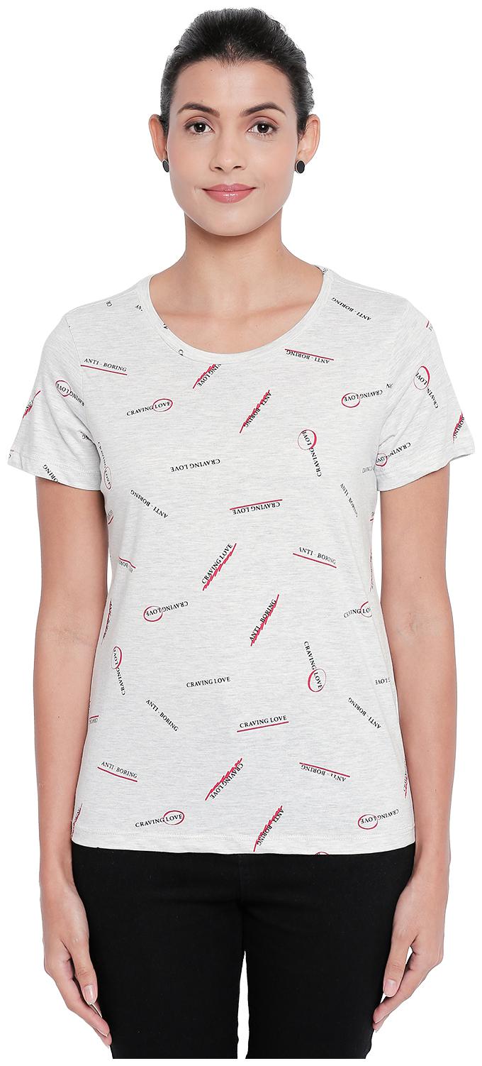 

Honey By Pantaloons Women Grey Regular fit Round neck Cotton T shirt
