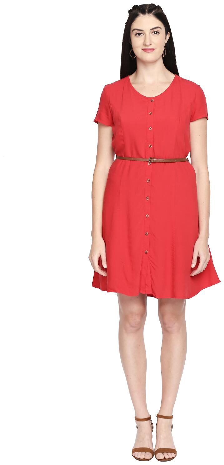 

Honey By Pantaloons Red Solid Sheath dress