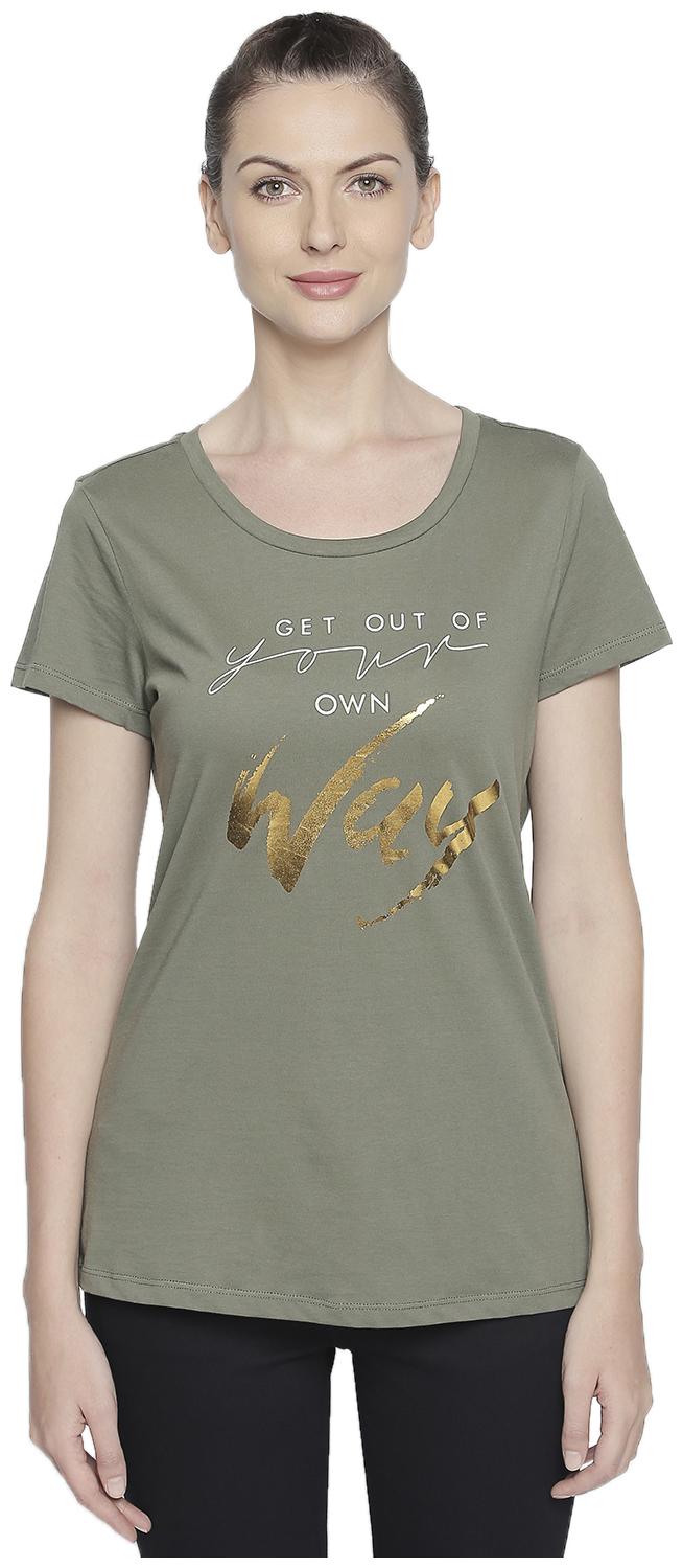

Honey By Pantaloons Women Green Regular fit Round neck Cotton T shirt